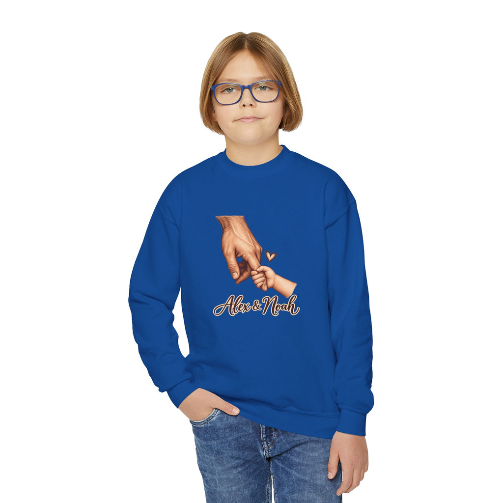 Personalized Father & Child Holding Hands Sweatshirt – Youth – Custom Names