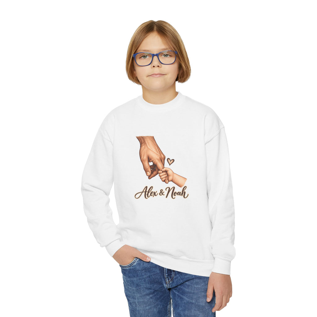 Personalized Father & Child Holding Hands Sweatshirt – Youth – Custom Names