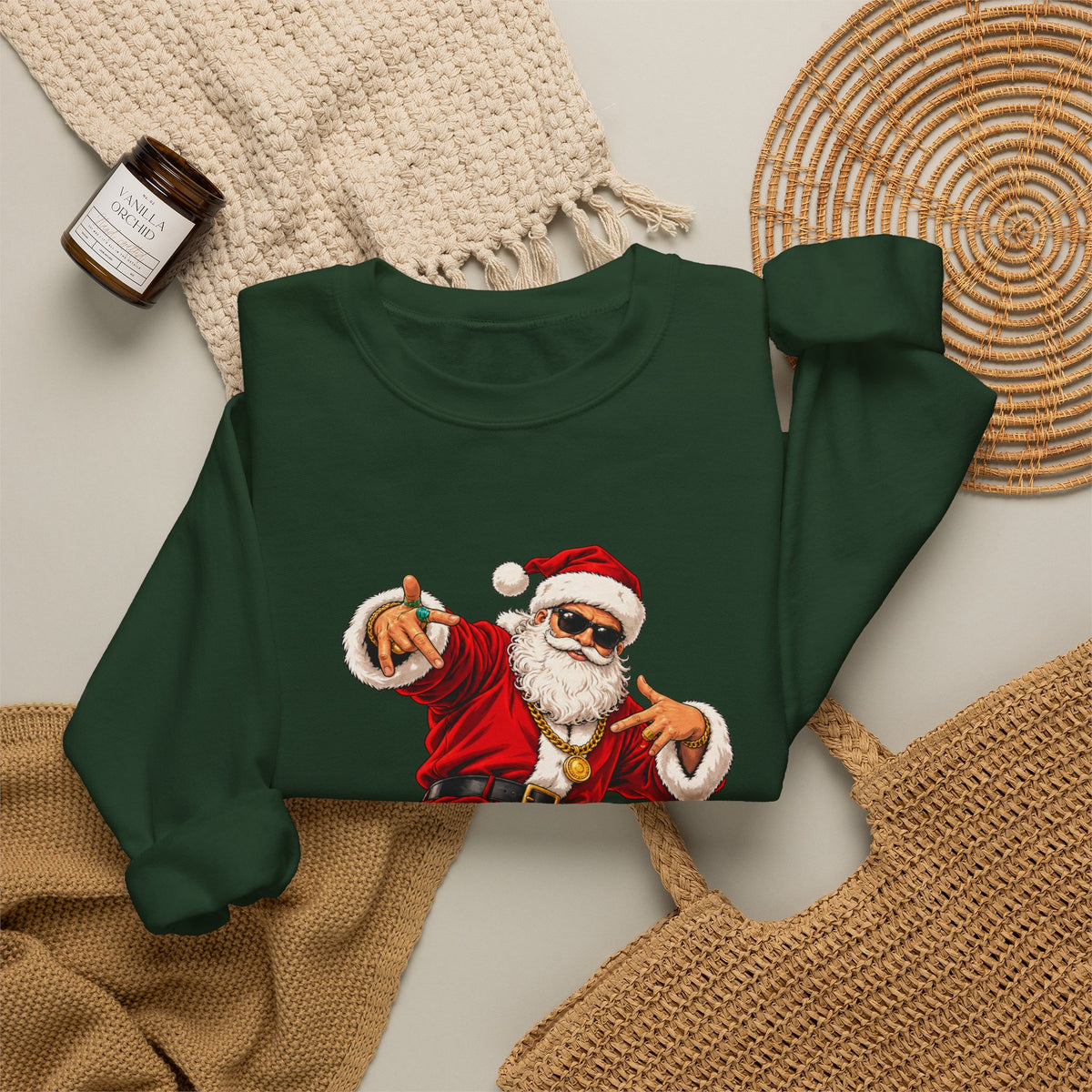 Hip Hop Santa Sweatshirt for Men – Cool Dancing Santa Christmas Crewneck