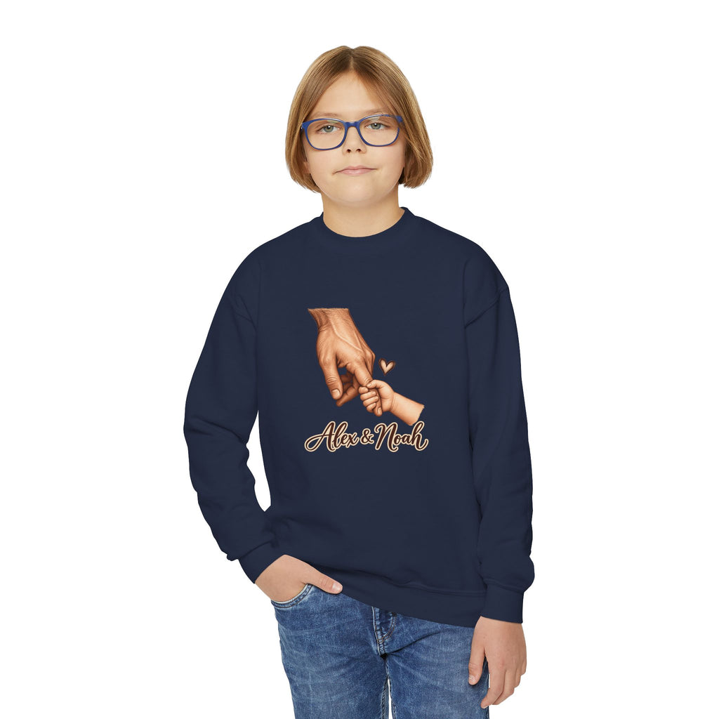 Personalized Father & Child Holding Hands Sweatshirt – Youth – Custom Names