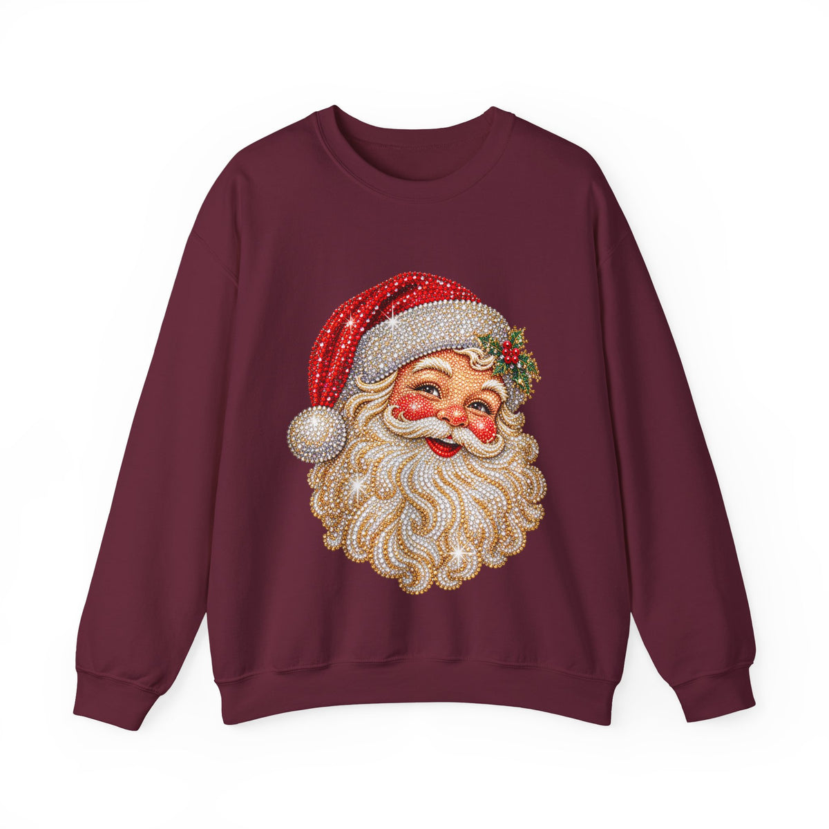 Santa Claus Rhinestone-Effect Sweatshirt for Women – Christmas Crewneck