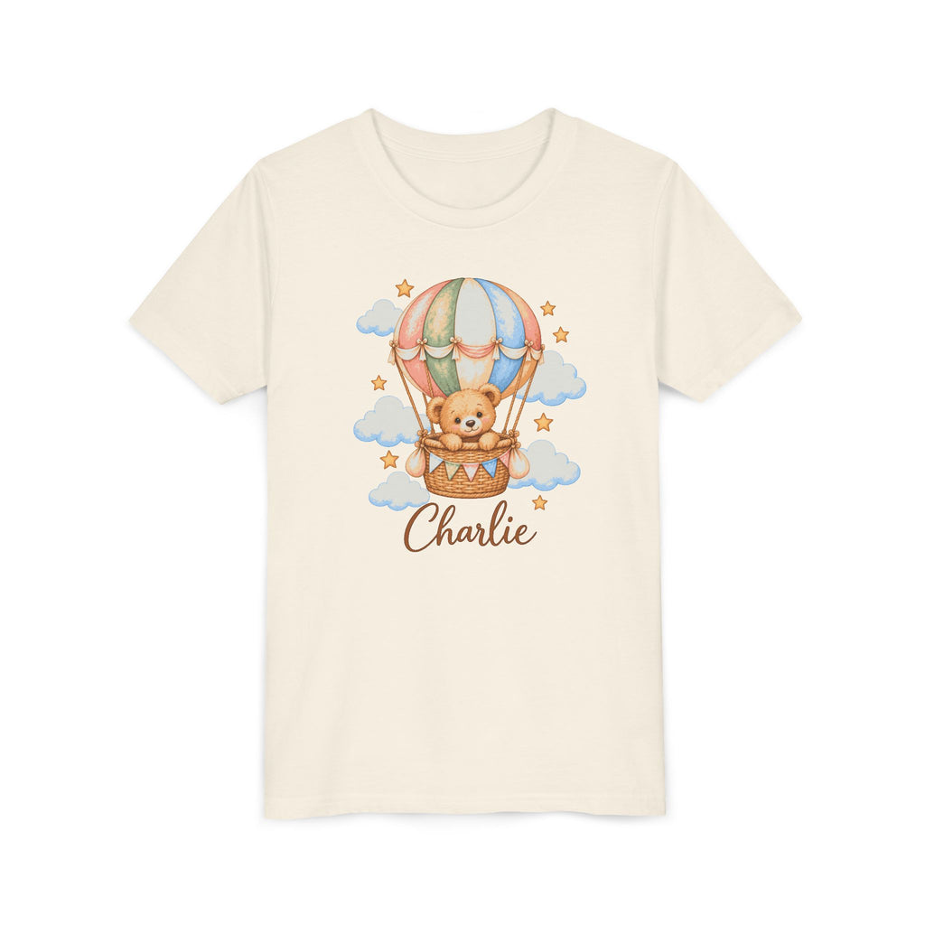 Personalized Teddy Bear Hot Air Balloon Kids T-Shirt – Custom Name