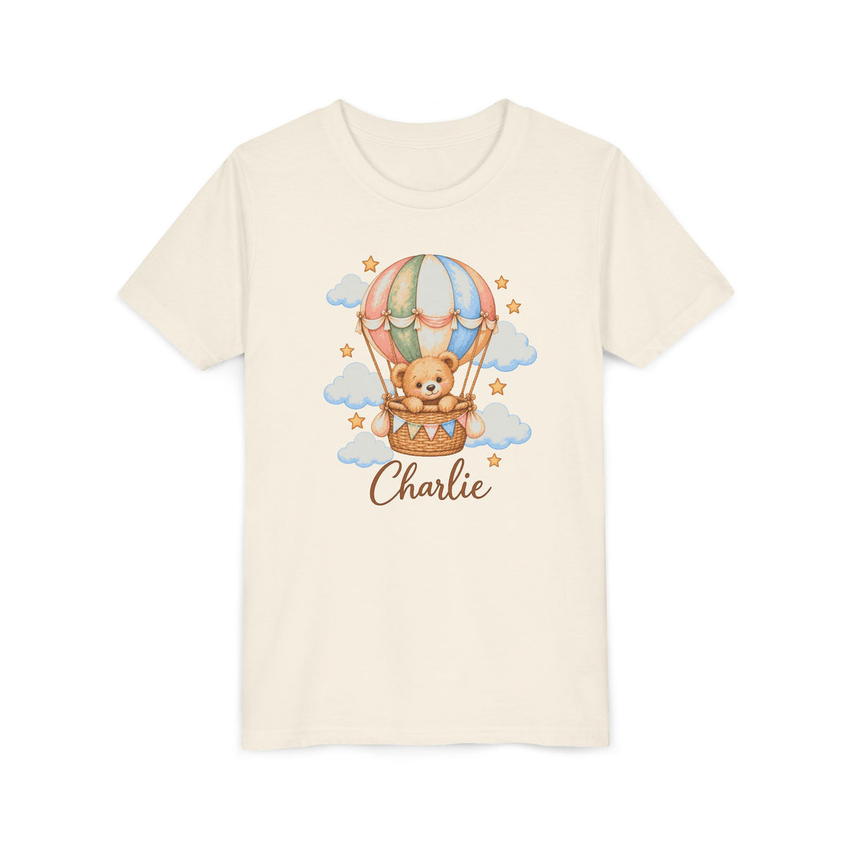 Personalized Teddy Bear Hot Air Balloon Kids T-Shirt – Custom Name
