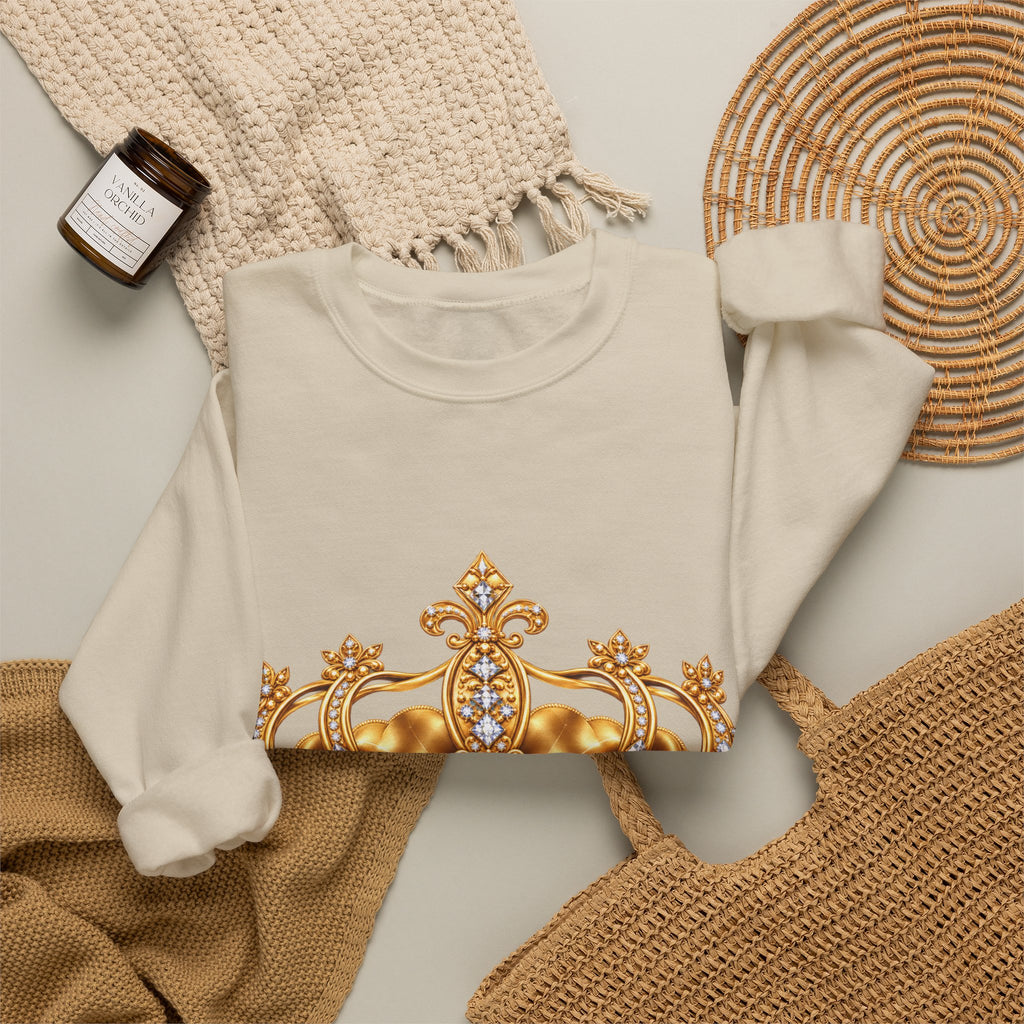 Personalized Gold Crown Sweatshirt for Women – Custom Name