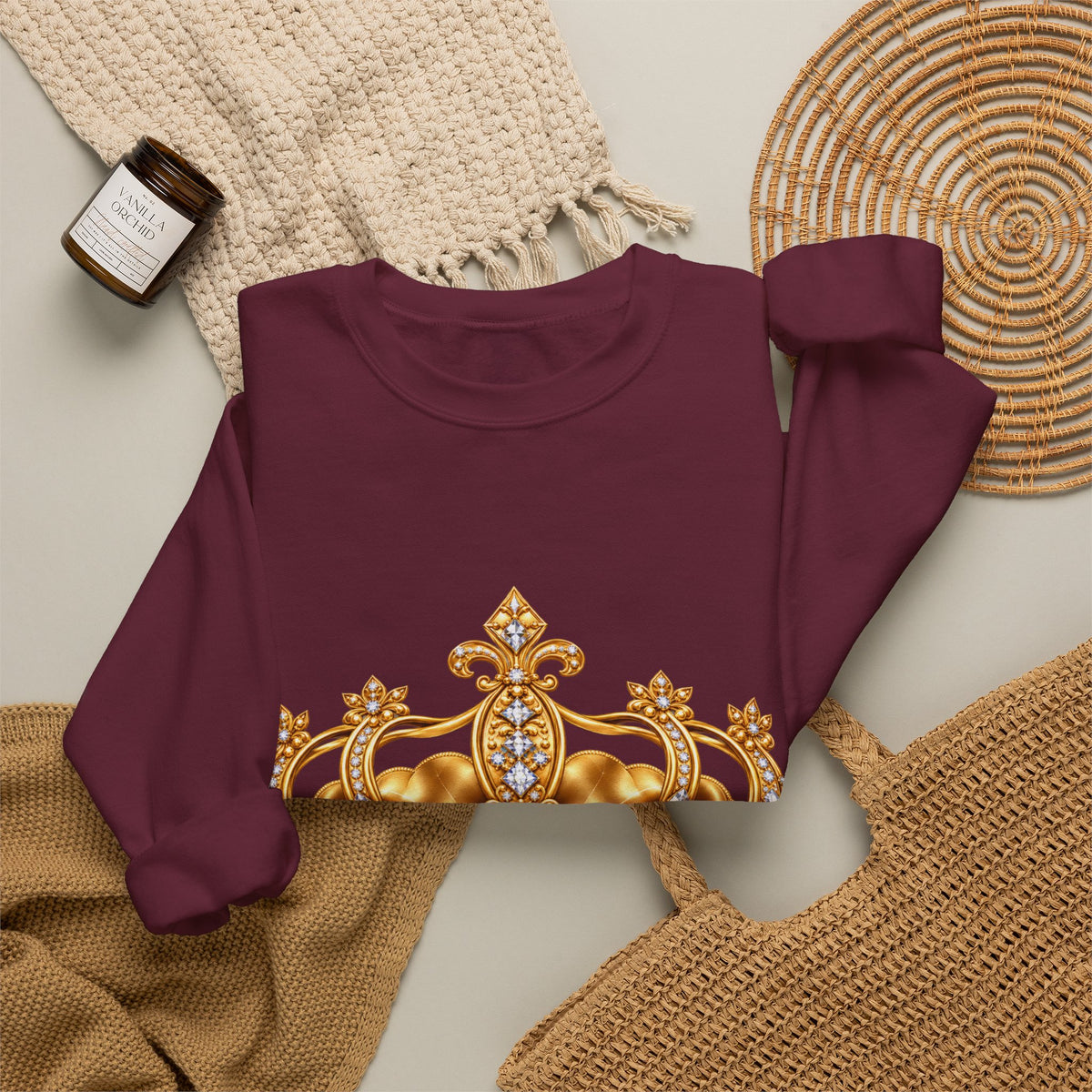 Personalized Gold Crown Sweatshirt for Women – Custom Name