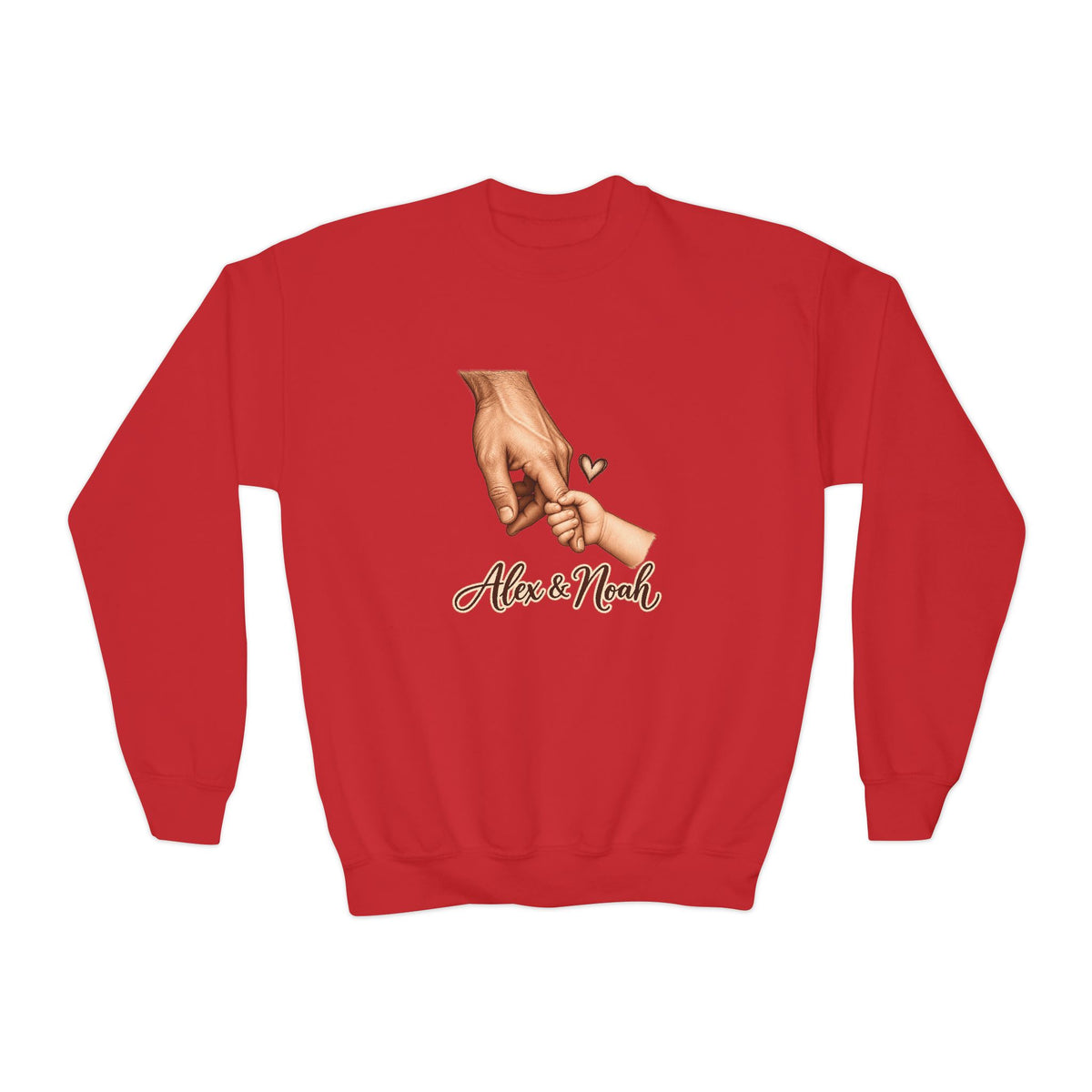 Personalized Father & Child Holding Hands Sweatshirt – Youth – Custom Names