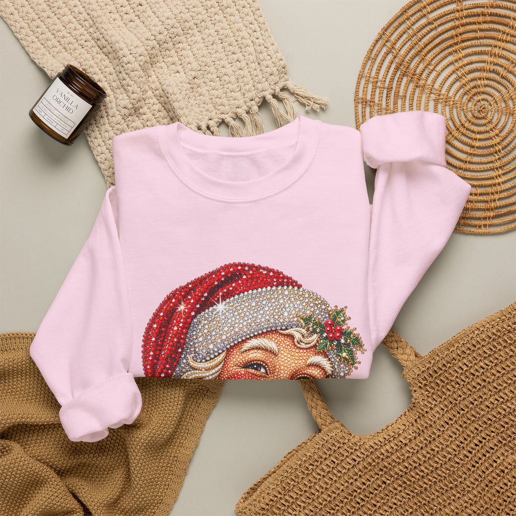 Santa Claus Rhinestone-Effect Sweatshirt for Women – Christmas Crewneck