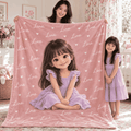 Personalized cartoon portrait blanket – Lina, example personalization