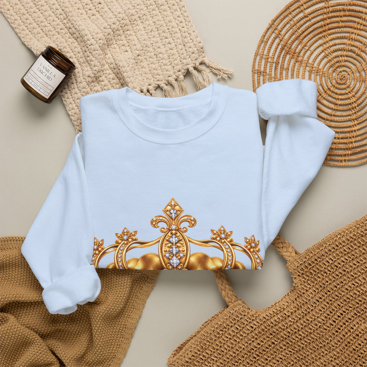 Personalized Gold Crown Sweatshirt for Women – Custom Name