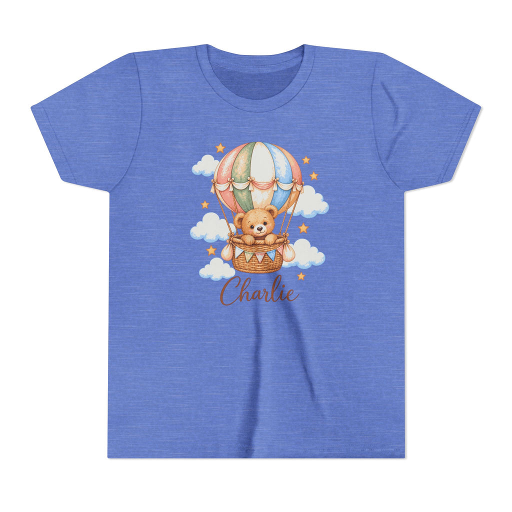 Personalized Teddy Bear Hot Air Balloon Kids T-Shirt – Custom Name