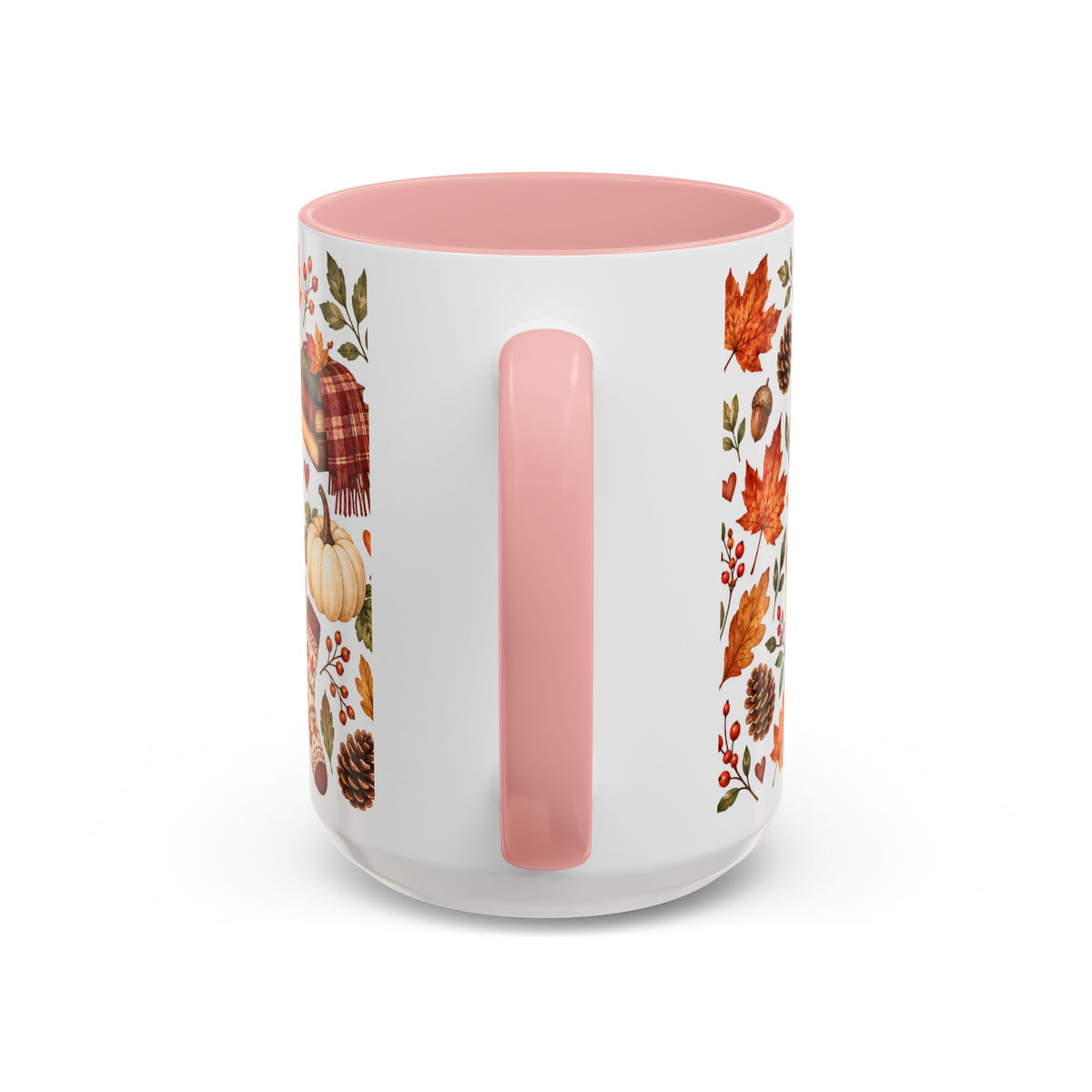 Cozy Autumn Coffee Mug – Sleeping Cat, Books & Fall Leaves, 15oz