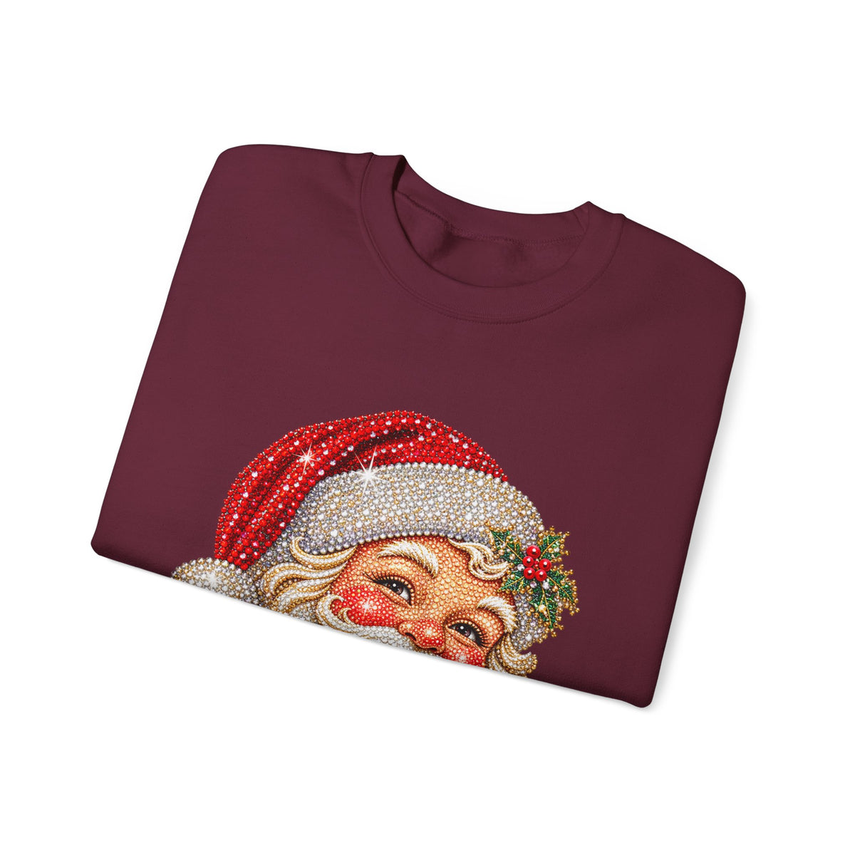 Santa Claus Rhinestone-Effect Sweatshirt for Women – Christmas Crewneck