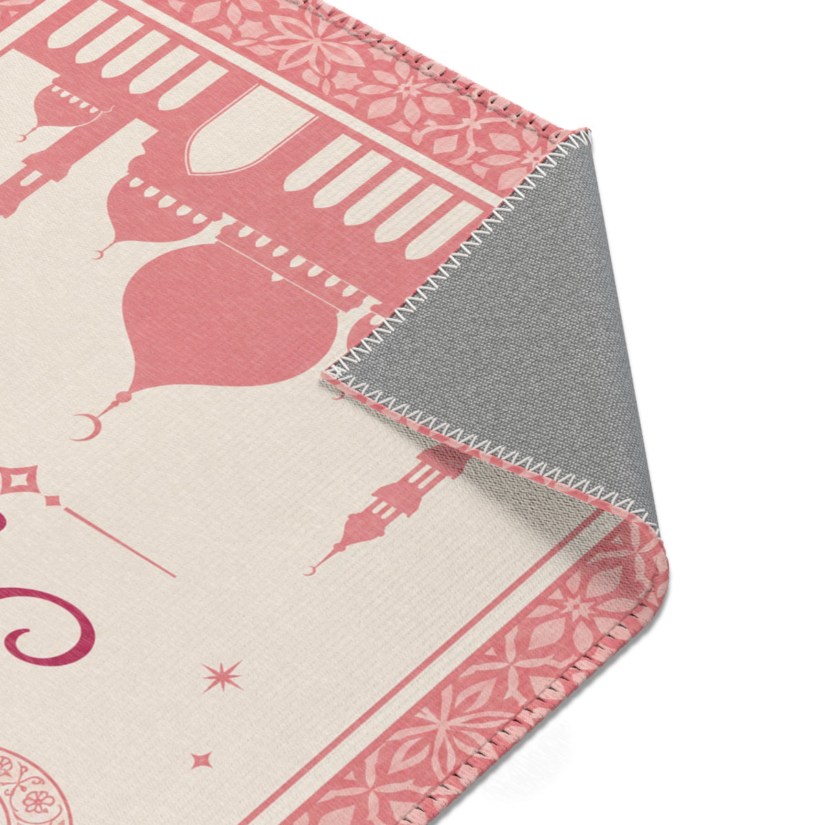 Personalized Kids Name Rug – Pink Mosque & Lantern Design – 24 × 36 in