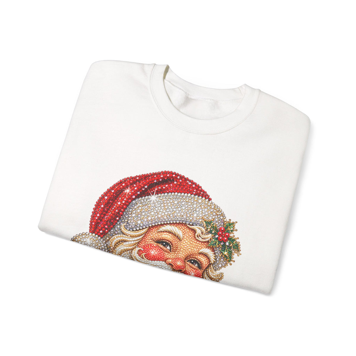 Santa Claus Rhinestone-Effect Sweatshirt for Women – Christmas Crewneck