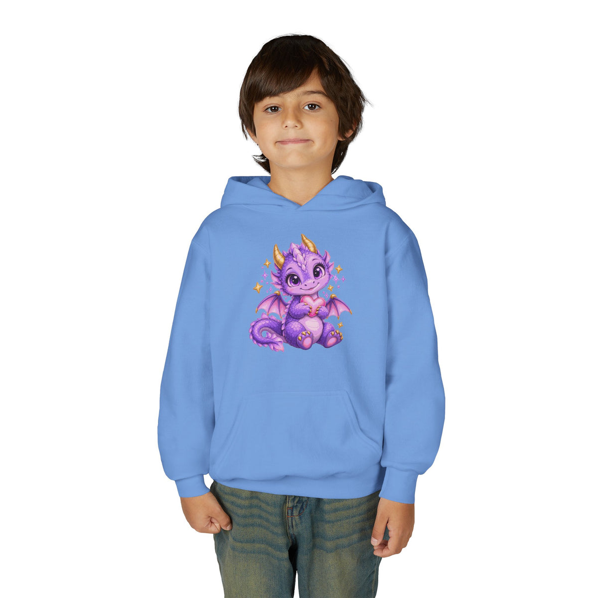 Cute Purple Dragon Girls Hoodie – Baby Dragon & Heart