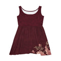 Burgundy Rose Skater Dress – Tonal Floral Print