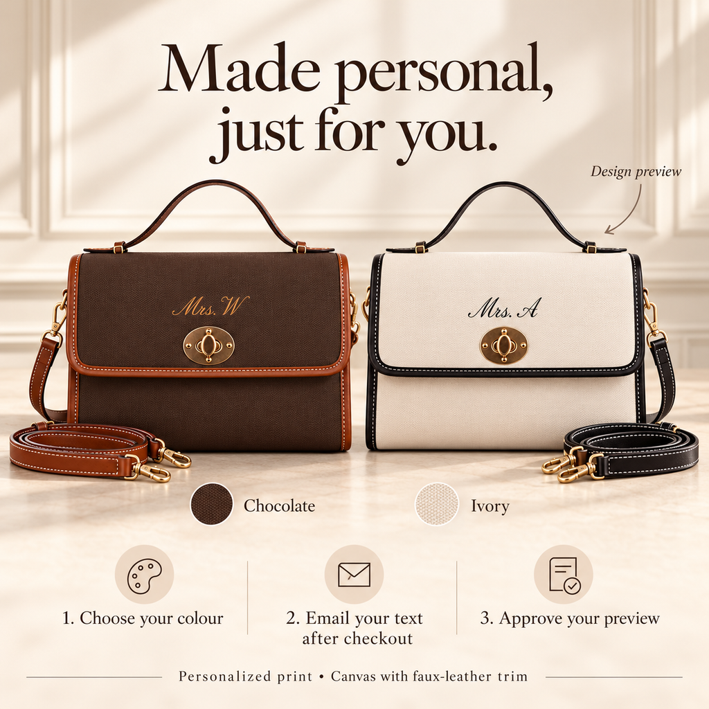 Personalization guide: choose colour, email your text after checkout, approve your preview