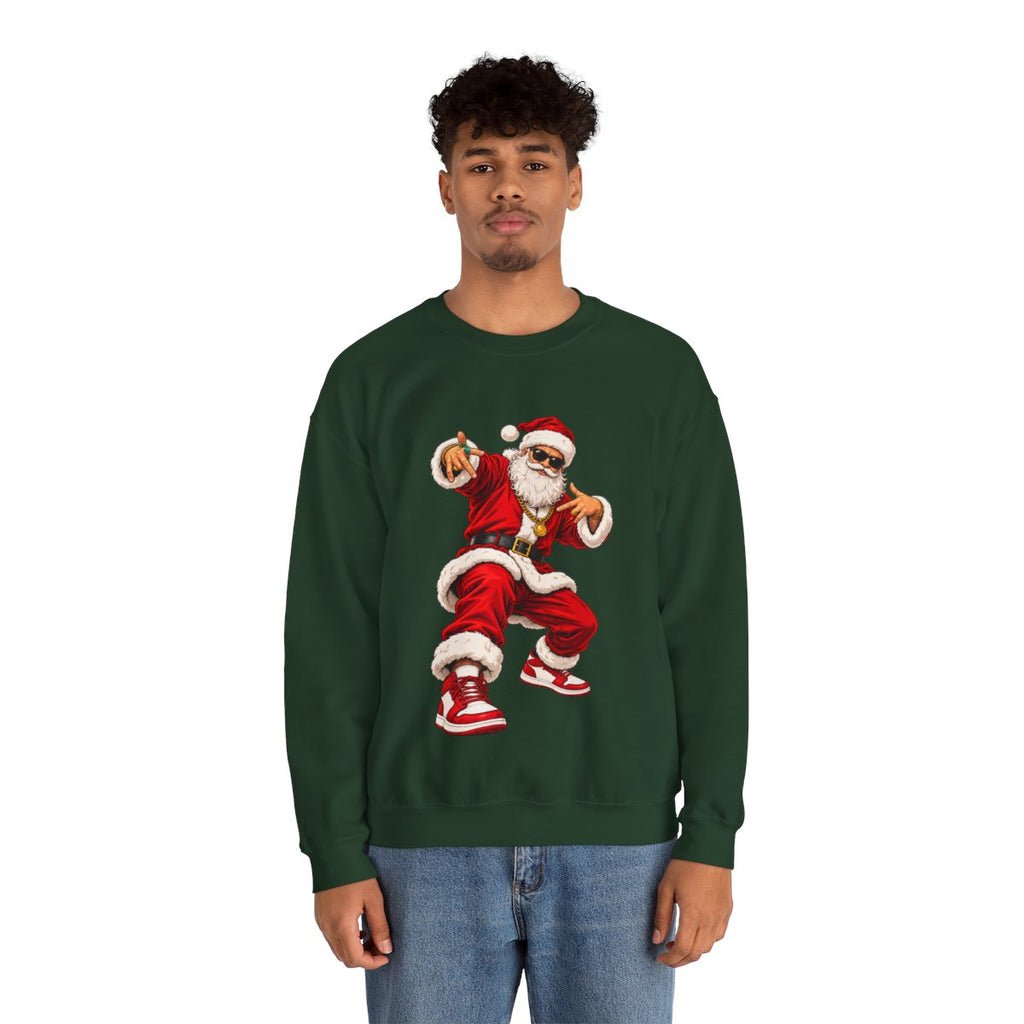 Men's Hip Hop Santa sweatshirt – Forest Green – model front view