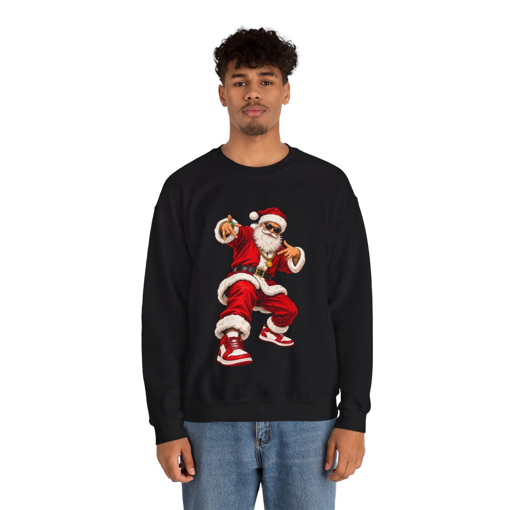 Men's Hip Hop Santa sweatshirt – Black – model front view