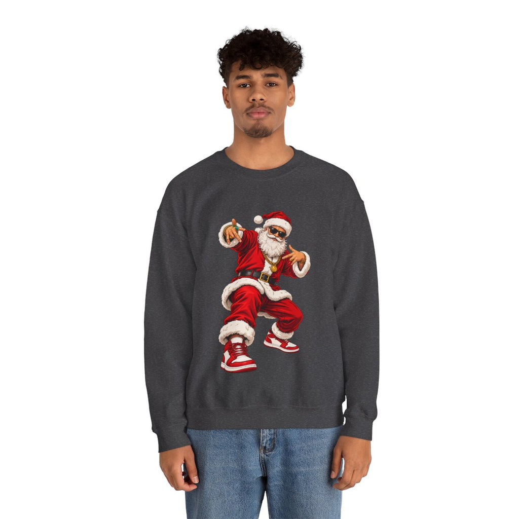 Men's Hip Hop Santa sweatshirt – Dark Heather – model front view