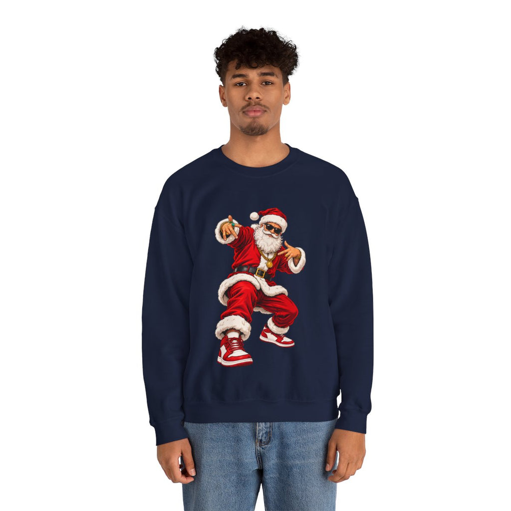 Men's Hip Hop Santa sweatshirt – Navy – model front view