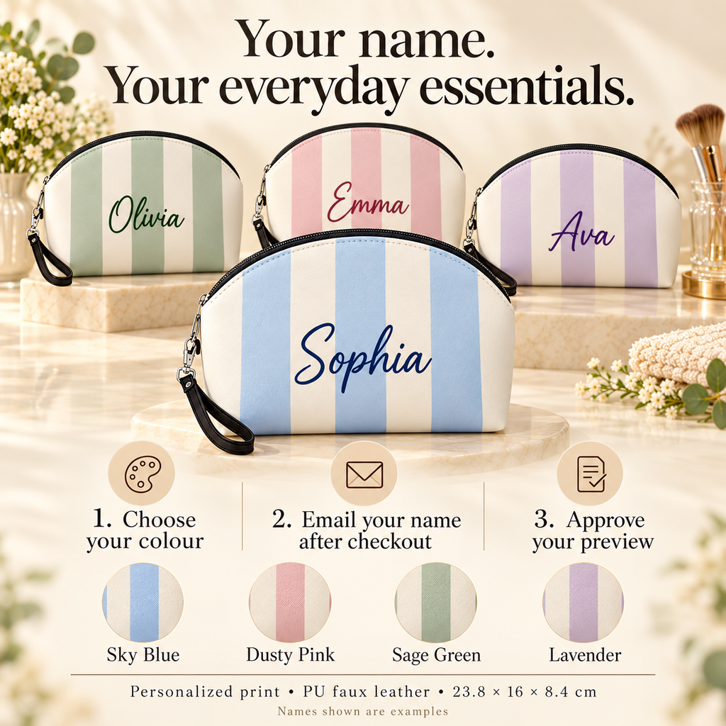 Personalization instructions: choose colour, email name after checkout and approve preview